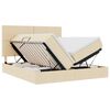 vidaXL Pat cu benzi LED cu headboard Creme 180 x 200 cm țesătură