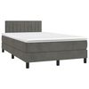 vidaXL Pat box spring cu saltea, gri închis, 120x200 cm, catifea