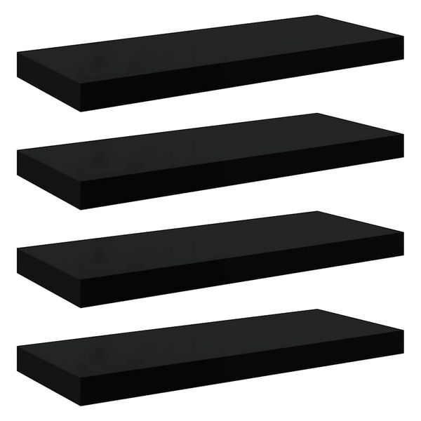 vidaXL Rafturi de perete 4 buc. negru extralucios, 60x23,5x3,8 cm, MDF