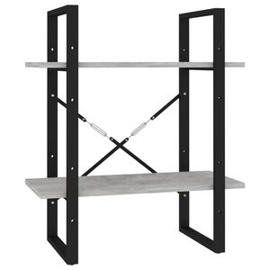 vidaXL Bibliotecă cu 2 rafturi, gri beton, 60x30x70 cm, PAL