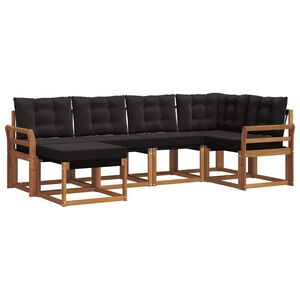 vidaXL Set de canapele de exterior cu pernă 6 pcs Natural și Negru