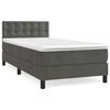 vidaXL Pat box spring cu saltea, gri &icirc;nchis, 90x200 cm, catifea