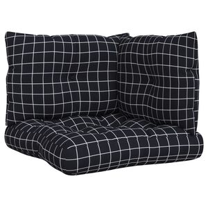 vidaXL Perne pentru paleți, 3 buc, negru, model carouri, textil oxford