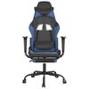 vidaXL Scaun de gaming masaj/suport picioare negru&albastru piele eco