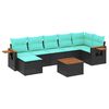 vidaXL Set canapele de grădină cu perne, 8 piese, negru, poliratan