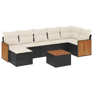 vidaXL Set mobilier de grădină cu perne, 8 piese, negru, poliratan