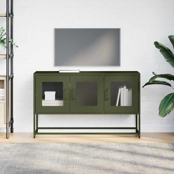 vidaXL Dulap TV verde măsliniu, 100,5x39x60,5 cm, oțel laminat la rece