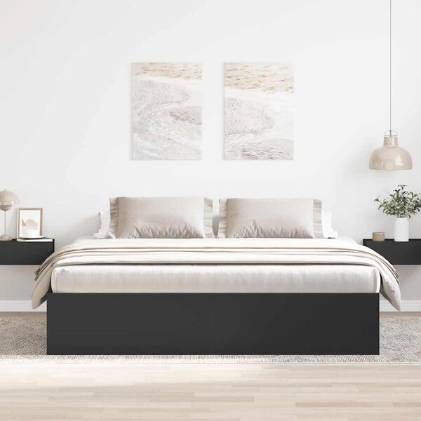 vidaXL Cadru pat, negru, 180x200 cm, Super King Size