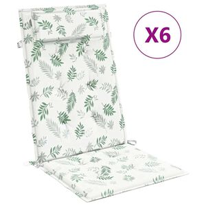 vidaXL Perne de scaun spătar &icirc;nalt, 6 buc, model frunze, textil Oxford