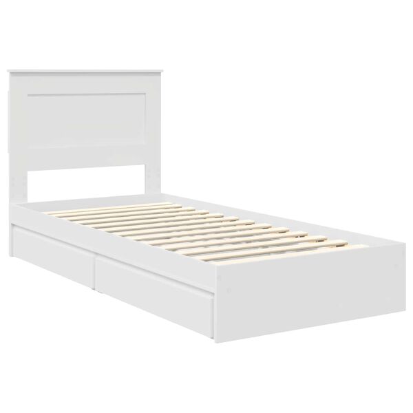 vidaXL Pat cu storage cu headboard Alb 75 x 190 cm Lemn compozit