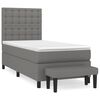 vidaXL Pat box spring cu saltea, gri &icirc;nchis, 90x200 cm, textil
