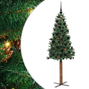 vidaXL Brad de Crăciun subțire Verde 180 cm PVC și lemn de PIN masiv