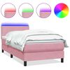 vidaXL Pat cu arcuri cu saltea și LED, roz, 120x210 cm, catifea