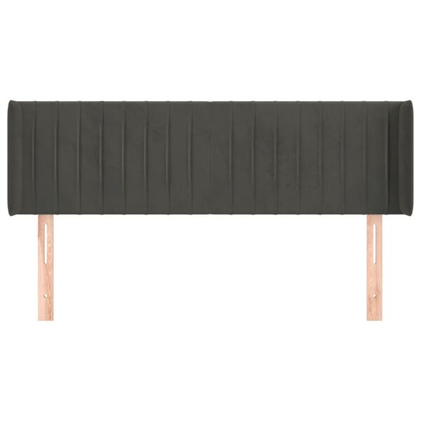 vidaXL Tăblie de pat cu aripioare gri &icirc;nchis 147x16x78/88 cm catifea
