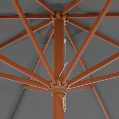 vidaXL Umbrelă de soare de exterior, stâlp din lemn, 300 cm, antracit