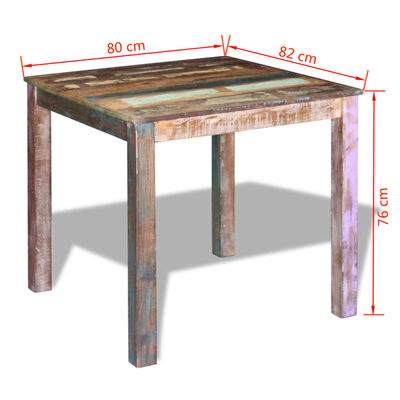 vidaXL Masă de bucătărie, 80x82x76 cm, lemn masiv reciclat