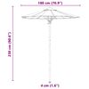 vidaXL Parasol de Grădină Alb crem &Oslash; 270 x 260 cm Bambus
