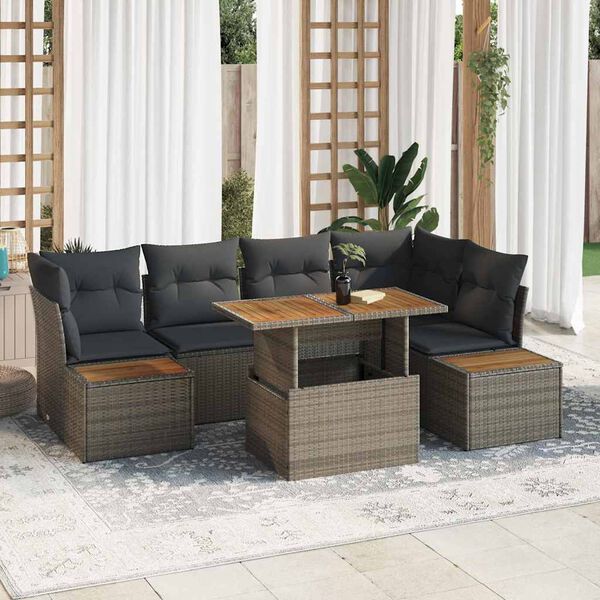 vidaXL Set de canapele pentru grădină 10 pcs Gri Rattan poli