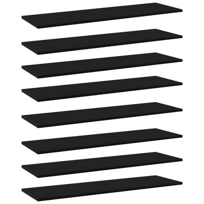 vidaXL Plăci pentru bibliotecă, negru, 8 buc., 100 x 30 x 1,5 cm, PAL