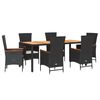 vidaXL Set mobilier de grădină cu perne, 7 piese, negru, poliratan