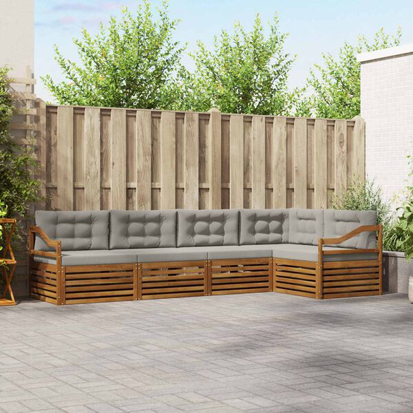 vidaXL Set de canapele de exterior 5 pcs Gri natural și deschis