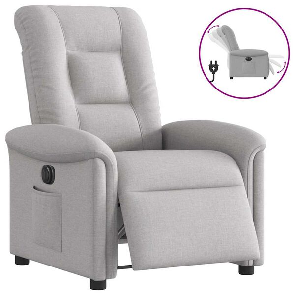 vidaXL Scaun reclinabil electric Cloud Grey Fabric