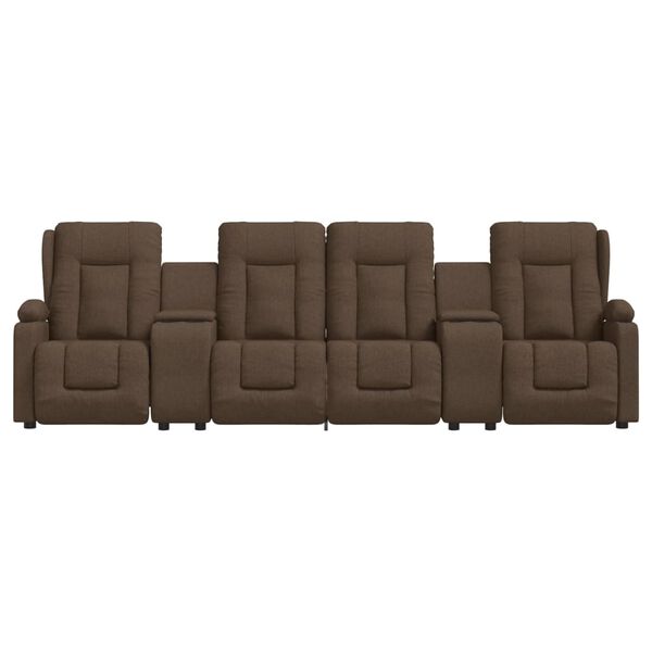 vidaXL Fotoliu masaj rabatabil cu 4 locuri/suport pahar, maro, textil