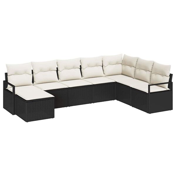 vidaXL Set de canapele pentru grădină 8 pcs Negru Rattan poli
