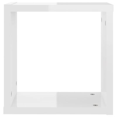 vidaXL Rafturi de perete cub 4 piese alb extralucios 30x15x30 cm