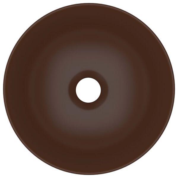 vidaXL Chiuvetă de baie, maro &icirc;nchis, ceramică, rotund