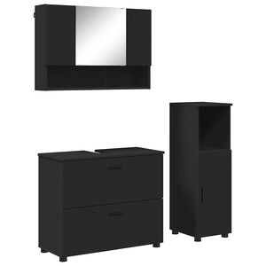 vidaXL Set de mobilier pentru baie 3 buc. Negru 76,5 x 35 x 64 cm