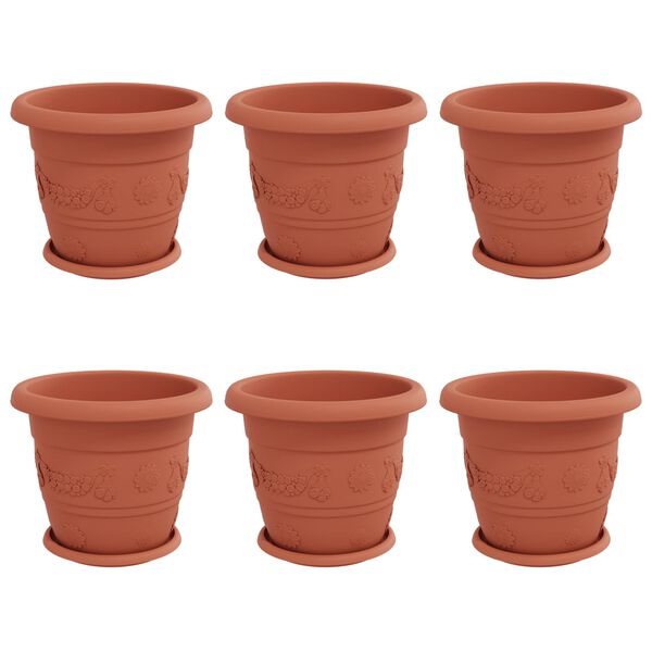 vidaXL Ghivece pentru plante 6 pcs Roșu cărămidă &Oslash; 26 x 21.5 cm