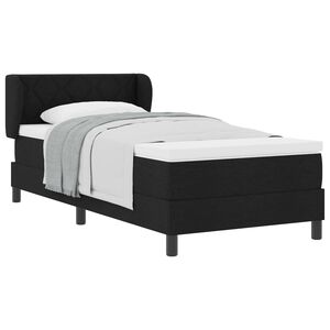 vidaXL Pat cu arcuri cu saltea cu headboard Negru 90 x 200 cm țesătură