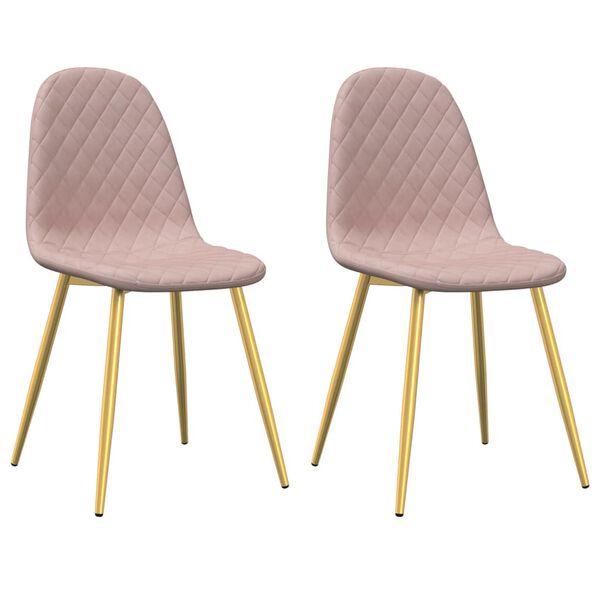 vidaXL Scaune de sufragerie, 2 buc., roz, catifea