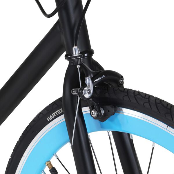 vidaXL Bicicletă cu angrenaj fix, negru și albastru, 700c, 59 cm