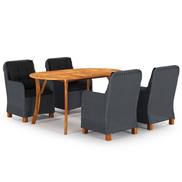 vidaXL Set mobilier de grădină, 5 piese, gri &icirc;nchis