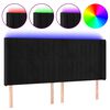vidaXL Tăblie de pat cu LED, negru, 183x16x118/128 cm, catifea