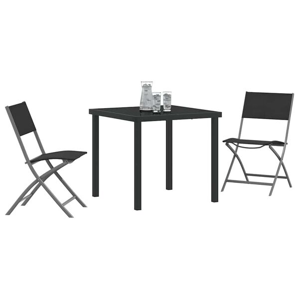 vidaXL Set de masă pentru grădină 3 pcs Negru