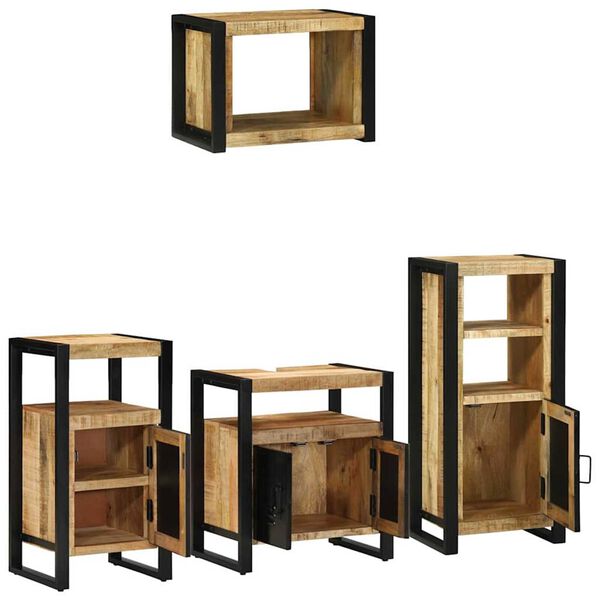 vidaXL Set de mobilier pentru baie 4 pcs Maro Lemn de mango solid