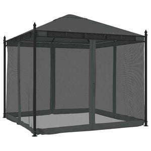 vidaXL Foișor cu pereți din plasă, antracit, 2,93x2,93 m, oțel