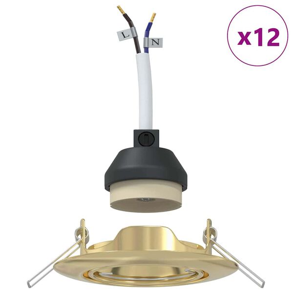 vidaXL Spot 12 pcs Auriu 9 x 9 x 2.5 cm Metal