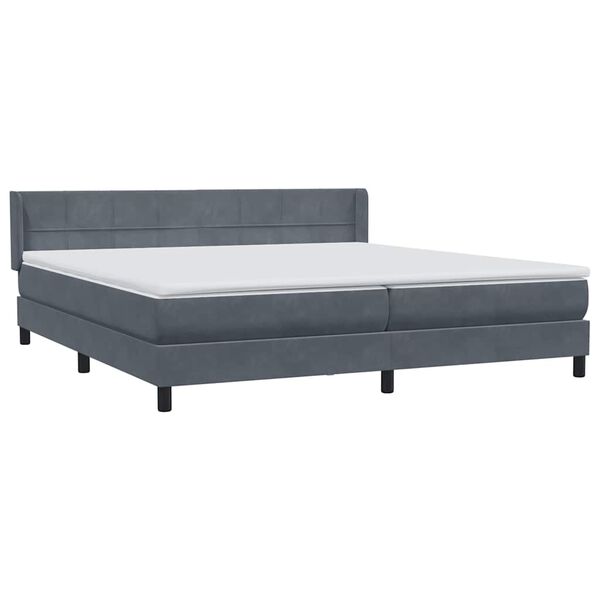 vidaXL Pat box spring cu saltea, gri &icirc;nchis, 200x220 cm, catifea