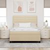 vidaXL Pat cu arcuri cu saltea cu headboard Crem 160 x 200 cm țesătură