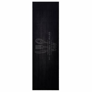 vidaXL Covor de bucătărie Tăiței Negru 150 x 45 cm Catifea