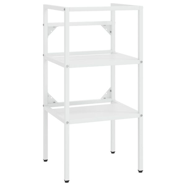 vidaXL Cadru lavoar baie cu chiuvetă &icirc;ncorporată, alb, fier