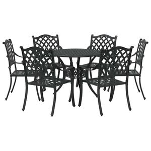 vidaXL Set de masă pentru grădină 7 pcs Negru Aluminiu