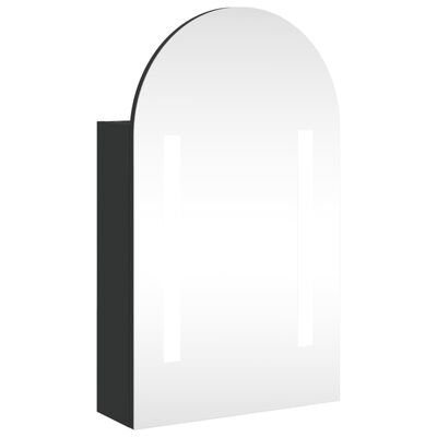 vidaXL Dulap cu oglindă de baie cu LED, negru, 42x13x70 cm, arcuit