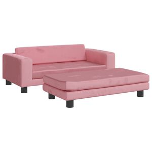 vidaXL Canapea pentru copii cu taburet roz 100x50x30 cm catifea