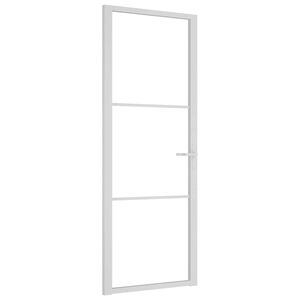 vidaXL Ușă de interior, 76x201,5 cm, alb, sticlă ESG și aluminiu