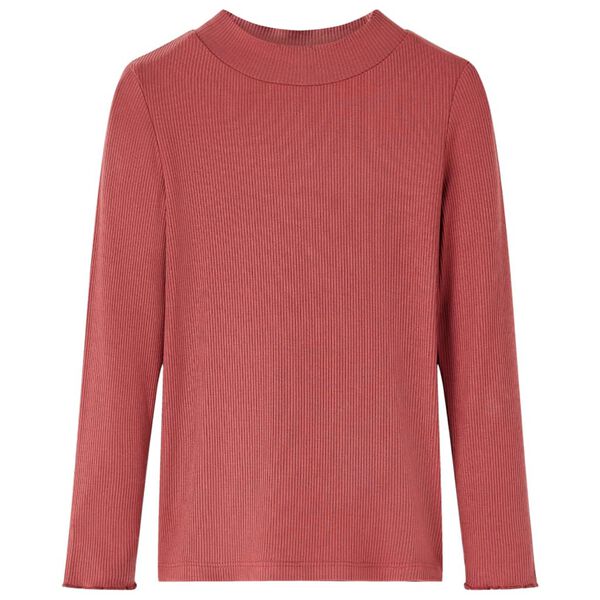 Tricou de copii cu mâneci lungi, guler tunică, roșu ars, 92